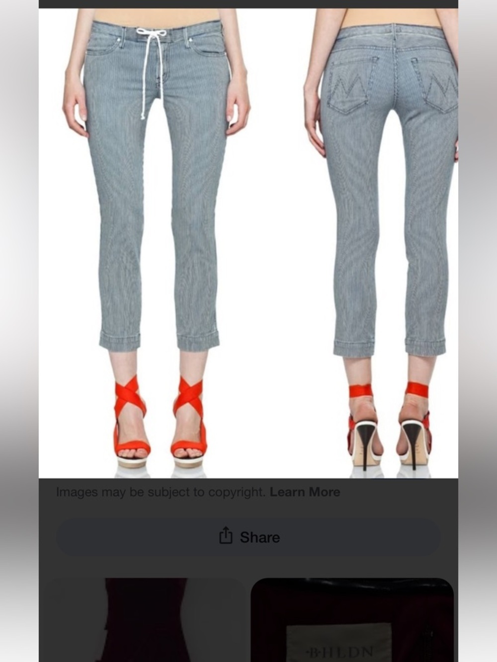 MOTHER Tie Me--Up Rascal Pinstripe Cropped Jeans - Picture 5 of 16
